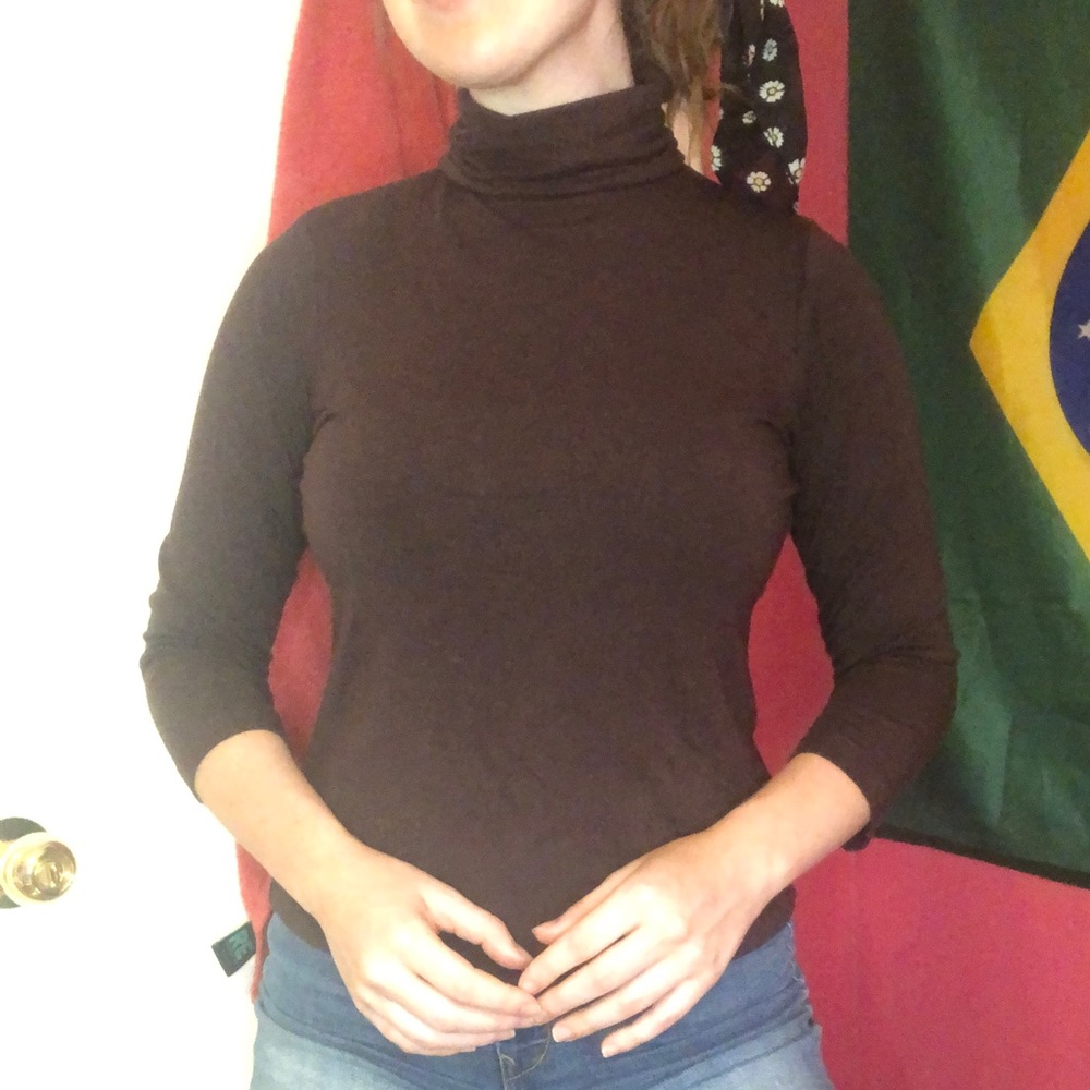 Brown turtle neck top